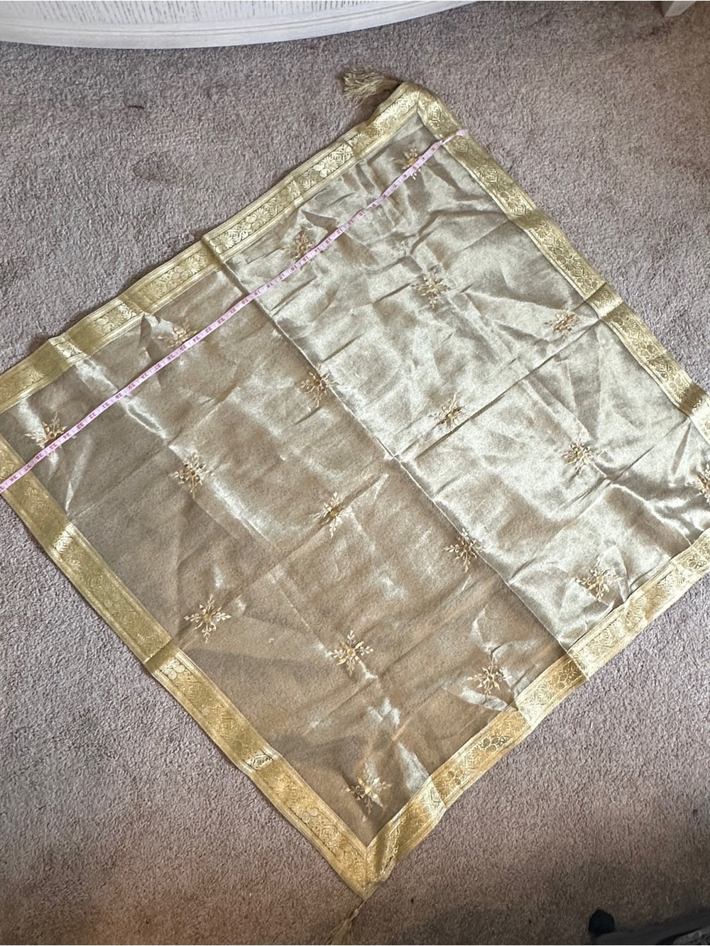 Gold Embroidered Square table top
